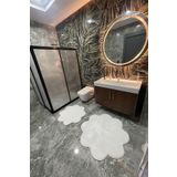 Tropikal Home 2'li Beyaz Banyo Halısı Peluş Post Halı Klozet Takımı 80x80 Ve 100x100