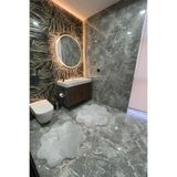 Tropikal Home 2'li Gri Banyo Halısı Peluş Post Halı Klozet Takımı 80x80 Ve 100x100