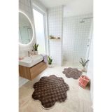 Tropikal Home Bubble Papatya Banyo Paspası 2'li Set, Antrasit, 100x100 cm, Pofuduk Yumuşak Peluş, Kaymaz Taban