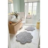Tropikal Home Bubble Papatya Banyo Paspası 2'li Set Pofuduk Yumuşak Peluş Kaymaz Taban Dekoratif Banyo Halısı - Gri