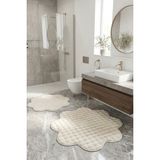 Tropikal Home Bubble Papatya Banyo Paspası 2'li Set Pofuduk Yumuşak Peluş Kaymaz Taban Dekoratif Banyo Halısı - Krem