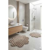 Tropikal Home Bubble Papatya Banyo Paspası 2'li Set Pofuduk Yumuşak Peluş Kaymaz Taban Dekoratif Banyo Halısı - Kum
