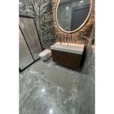 Tropikal Home Modern Bubble Yıkanabilir Kaymaz Peluş Banyo Paspası 2'li Klozet Takımı, Kum, 60x100 ve 50x60 cm