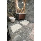 tropikal home Modern Bubble Yıkanabilir Kaymaz Peluş Banyo Paspası Halısı 2'li Klozet Takımı 60x100 + 50x60