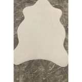 Tropikal Home Post Halı, Peluş Tavşan Tüyü Hissi, 100 x 150 cm, Beyaz, Yıkanabilir