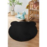 Tropikal Home Post Peluş Panda Halı Yumuşak Modern Oturma Odası Yatak Odası Çocuk Odası Bebek Odası Kaymaz Halı, siyah 100 x 100