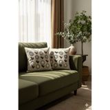 tropikal home Punch İşlemeli Modern Tasarım Dekoratif 2'li Kırlent Kılıfı Nakışlı Keten 43X43 cm
