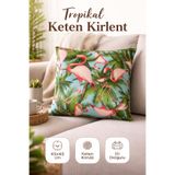 Tropikal Keten Dokulu Dekoratif Kırlent – 45x45 cm
