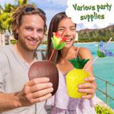 Tropikal Parti Bardak Seti – Ananas Ve Hindistan Cevizi Şekilli Pipetli Bardaklar (20 Adet) P151798s6242