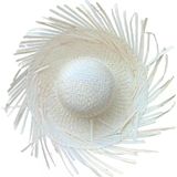 Tropikal Parti Beyaz Hasır Hawaii Şapkası 13X36 Cm Mirsm0010k-Smr-E007-B