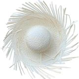 Tropikal Parti Beyaz Hasır Hawaii Şapkası 13X36 cm