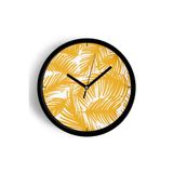 Tropikal Yaprak Desenli Modern Duvar Saati - 25cm - Önü Camlı Siyah Kasa - Sessiz Mekanizma, JH0595S25SKP