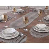 Tropikhome 7 Parça Vivien Gri 6 Kişilik Amerikan Servis & Supla ve Runner Seti - 32 x 110 cm - Açık Gri