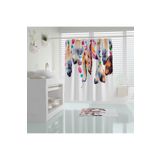 Tropikhome Banyo Perdesi Dream Catcher Tüy Desenli Baskılı Solmaz Su Geçirmez Polyester Duş Perdesi C Halkalı