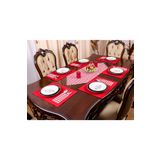 Tropikhome Kırmızı Amerikan Servis Supla Ekose Desenli Runner Set 6 Kişilik Kırmızı Ekose Sunum Takımı