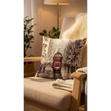 Tropikhome Nostaljik Tramvay Desen Dokuma Çift Taraflı Goblen Kırlent Kılıfı 45x45 cm