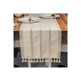 Tropikhome Pamuklu Şal Motif Dantel Örgü Runner Şal Desen Masa Runner, 35x145 Cm Püsküllü Runner