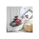 Tropikhome Taş Desen Banyo Paspası Takımı, 50x80 Püsküllü Banyo Paspas Ve Banyo Duş Perdesi Seti