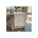 Tropikhome Tül Dantel Örgü Pamuklu Runner Tül Örgü Püsküllü Runner, 35x145 Cm Pamuklu Krem Masa Runner