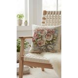 Tropikhome Vintage Çiçek Buketi Çift Taraflı Dokuma Goblen Kırlent Kılıfı 45x45 cm