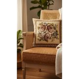 Tropikhome Vintage Çiçek Desenli Çift Taraflı Goblen Dokuma Kırlent Kılıfı 45x45 cm