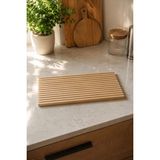 Trouvaille Bambu Sunumluk 39X17 cm Kahvaltı Peynir Zeytin Servis Tahtası Oluklu Ahşap Sunum Tabağı
