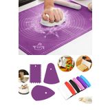 Trouvaille Büyük Silikon Hamur Açma Matı 40x50cm & Hamur Spatula & 3lü Pasta Dekorasyon Seti