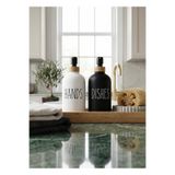 Trouvaille Modern Mutfak Tezgah Üstü 2'li Sabunluk Seti - Bambu Detaylı Hands & Dishes Sıvı Sabunluk Takımı - Mat Cam/Seramik Görünümlü