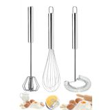 Trouvaille Paslanmaz Çelik Çırpıcı Seti Basçek Mutfak Mikser Karıştırıcı Metal Saplı Yaylı Yumurta Çırpma Teli