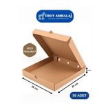 TROY AMBALAJ 20x20x4 Cm Karton Pizza Pide Lahmacun Kutusu ( 50'li Paket )