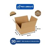TROY AMBALAJ 40x25x20 Tek Oluklu Kutu C Dalga (30 ADET) Taşıma Taşınma Kolisi Boş Karton