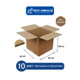 TROY AMBALAJ 40x40x40 Tek Oluklu Kutu C Dalga (10 ADET) Taşıma Taşınma Kolisi Boş Karton