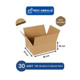 TROY AMBALAJ 45x10x45 Tek Oluklu Kutu C dalga (30 Adet) Taşıma Taşınma Çeyiz Kargo Kolisi Boş Karton Kutu