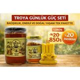 Troya Arıcılık Gıda Troya Günlük Güç Seti | Çiçek Balı 850 G + Polen Bal Mix 180 G + Sütun Balmumu | Çanakkale Menşeli - 850 gr