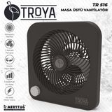 Troya TR-516 By Hook Siyah Masaüstü Vantilatör