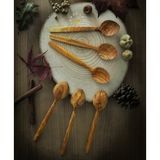 Troyan 1868 Doğal Zeytin Ağacı 6'lı Mama Kaşık Seti (Kahvaltı Seti) 15 cm - kahve