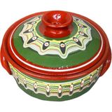 Troyan 1868 Sağlıklı ve Tam Sırlı Toprak Güveç Tencere - 21 cm - Yeşil