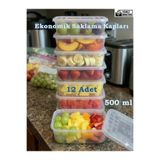 troykar 12'li 500ml Eko Sızdırmaz Kapaklı Saklama Kabı Seti Mikrodalga & Derin Dondurucu Buzluk Düzenleyici