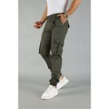 TRS YB GİYİM Erkek Siyah Slim Fit Yandan Cepli Bel Kemerli Paçaları Lastikli Esnek Kumaş Erkek Kargo Pantolon
