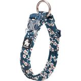 True Love Mavi Çiçek Desenli Neoprene Süngerli Köpek Boyun Tasması - Standart