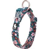 True Love Renkli Çiçek Desenli Neoprene Süngerli Mavi Köpek Boyun Tasması - Standart - XS