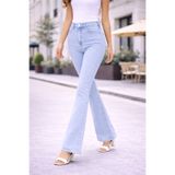 TRUEJNS Gabriela Kadın Kar Mavi Likralı Yüksek Bel Kot pantolon Trend Jean