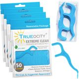 Trueocity Diş Yüzgeçli Fırça Seyahat Çantası ile 4 Paket Seçer (Toplam 200 Sayım), Diş İpi Dişler Arasında Kolay Kayar, Pensesinde Diş Çürümesini ve Diş Eti Hastalığını Önlemeye Yardımcı Olur, Kolay Kavrama Kolu, Nane Aromalı