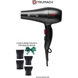 Trumach 2400 W Turbo Professional Fön Makinesi & Saç Kurutma Uzun Ömürlü Siyah 3m Uzun Kablo