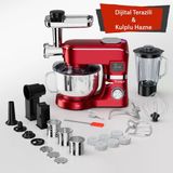 Trumio Sm1503bmlf 6.2 L, Çok İşlevli Kıyma Çekme Hamur Mayalama Blender Makinesi ( Dijital Terazili-Kırmızı)