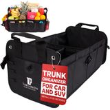 TRUNKCRATEPRO Araba Bagaj Düzenleyici bagaj organizatörü araba için Premium Ayarlanabilir Hafif Çok Bölmeli Taşınabilir Katlanabilir Araba Depolama Düzenleyici Suv Bagaj Düzenleyici (Standart, siyah)