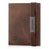 TRUSADOR Marseille Unisex Deri Cüzdan, RFID Koruma Kimlik Pencereli, Çıkarılabilir Ayna, Kart, Bozuk Para ve Nakit Bölmeli Şık Tasarım,Kahverengi