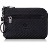 Trusador Milano Carbon Fermuarlı Mini Boy Kese Cüzdan Unisex Hakiki Deri Rfid Korumalı Erkek Kadın Anahtarlık Kartlık Bozuk Paralık Cüzdan Hediye Karbon - 00-Siyah