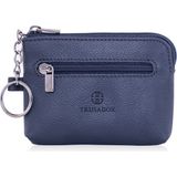Trusador Milano Lacivert Fermuarlı Mini Boy Kese Cüzdan Unisex Hakiki Deri Rfid Korumalı Erkek Kadın Anahtarlık Kartlık Bozuk Paralık Cüzdan Hediye - 003-Lacivert