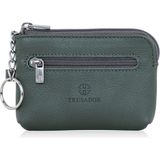 Trusador Milano Yeşil Fermuarlı Mini Boy Kese Cüzdan Unisex Hakiki Deri Rfid Korumalı Erkek Kadın Anahtarlık Kartlık Bozuk Paralık Cüzdan Hediye - 374-Yeşil